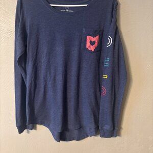 State of Mine, OHIO Women's Long-sleeved Top, Blue Small